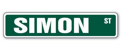 SIMON Street Sign Childrens Name Room Metal Sign Decal