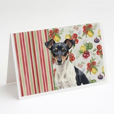 Caroline's Treasures Black White Rat Terrier Vegetables Greeting Cards Pack of 8
