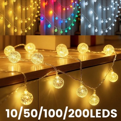 10 20 40 80 LED Lichterkette Außen Beleuchtung Balkon Xmas Decor Warmweiß Bunt