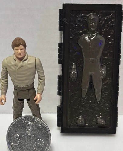 Vintage Star Wars last 17 Han Solo In Carbonite Kenner Complete With Coin *115