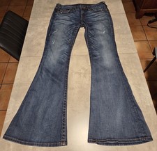 Y2K Vintage True Religion Women's Jeans Size 30 Made In USA Flared Distressed