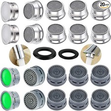20 Sets of Faucet Aerators with Gaskets 2.2 GPM Plug-in Restrictor Replacement P