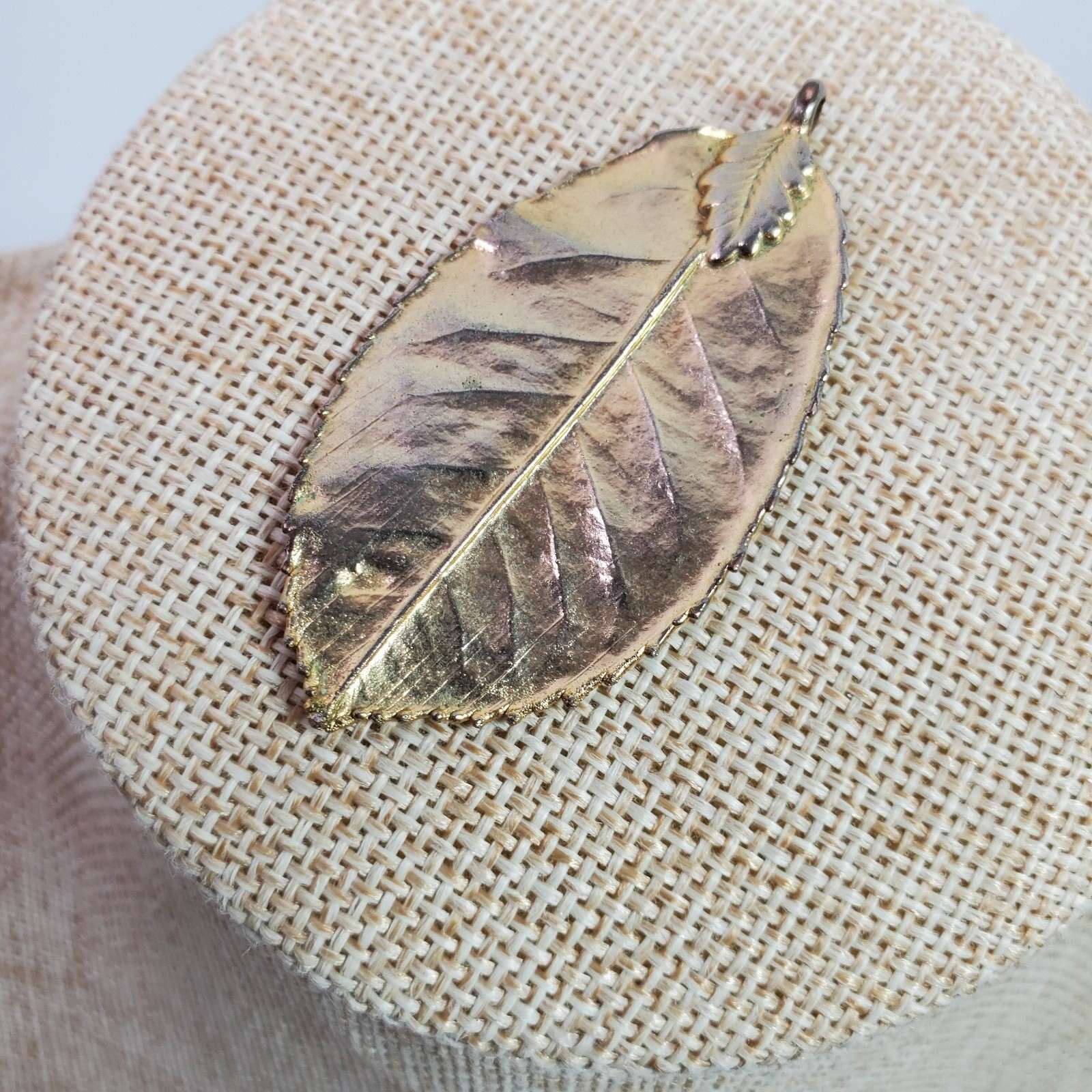 Vintage Dipped Leaf Gold Pendant 2 Inch - image 1