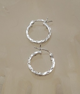 VINTAGE SILVER 925 HAN BRANDMARK DESIGNED SMALL HOOP LATCH BACK EARRINGS