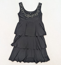 Tiana B Women's Dress Size S Black Tiered Ruffle Empire Waist Stretch