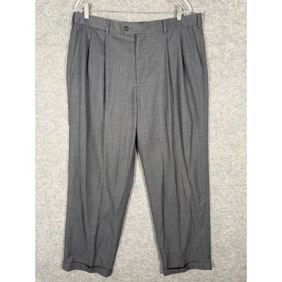 Perry Ellis America Mens Gray Pleated Dress Pants Size 38x32