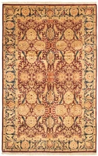 Burgundy 6'0" x 9'4" Hand-knotted Oriental Carpet Traditional Wool Area Rug