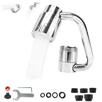 xoermioy 1080° U-Shaped Faucet Extender   Rotatable Aerator Silver 