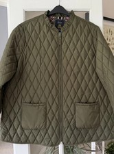 Joules Hambleton Khaki Green Frill Collar Quilted Showerproof Jacket Size 26