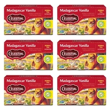 Celestial Seasonings Madagascar Vanilla Rooibos Herbal Tea 20 Count Pack of 6