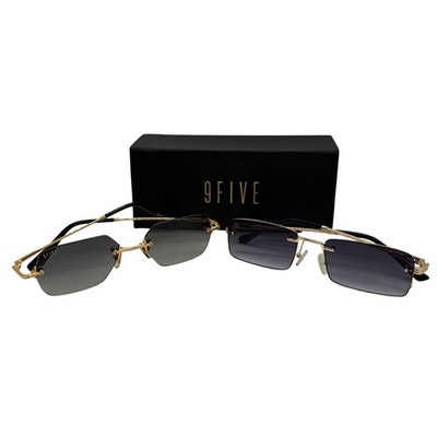 FLAWS 9FIVE Purity Lite 24K Gold Rimless Sunglasses Grey Purple Gradient Lens