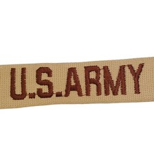 Brown Embroidered on Tan. Desert "U.S. Army" Uniform Name Tape 9" x 1" Sew-On