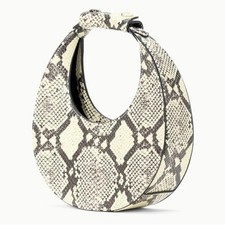 STAUD Goodnight Moon Leather Bag White Snake