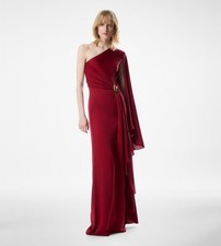 36IT- Tom Ford ONE SHOULDER EVENING DRESS -CAPE AND LIZA HARDWARE DETAIL - BNWT