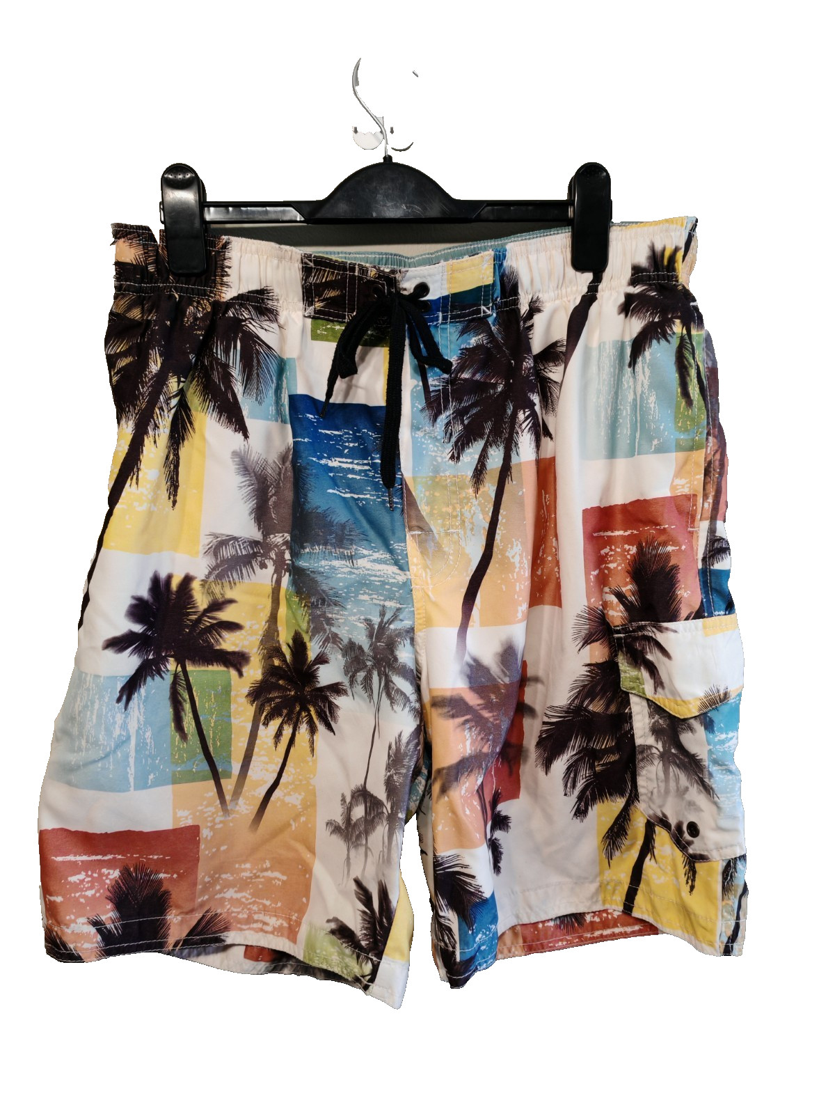 Pantalones Cortos de Natación Deportivos Croft & Barrow Forro de Malla Grande Elástico Palma Playa Gráfico