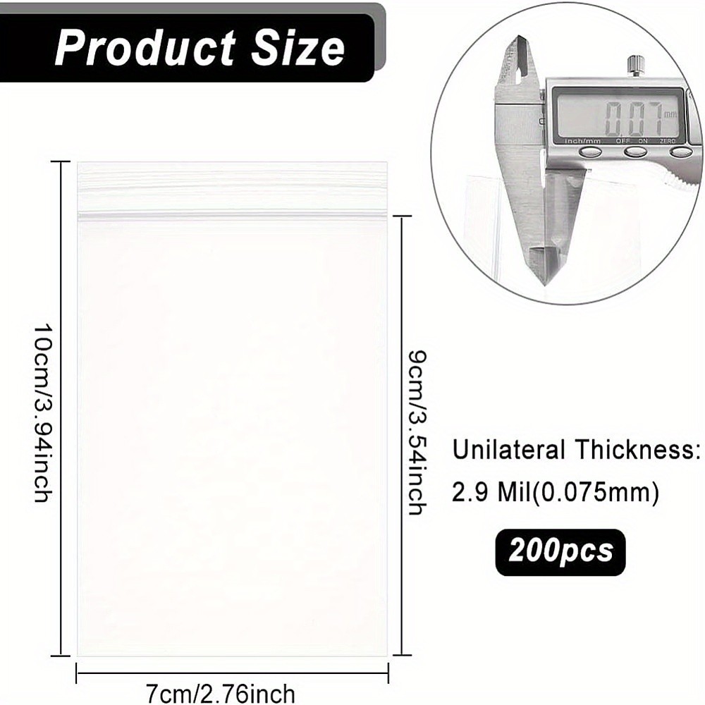 1set Zip Lock Bags Resealable Bags Top Seal Bags Clear 10x7cm Unilateral