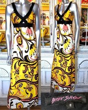 Vintage Betsey Johnson Maxi Slip Dress Y2K Yellow Pink Lily Flower Floral Long S