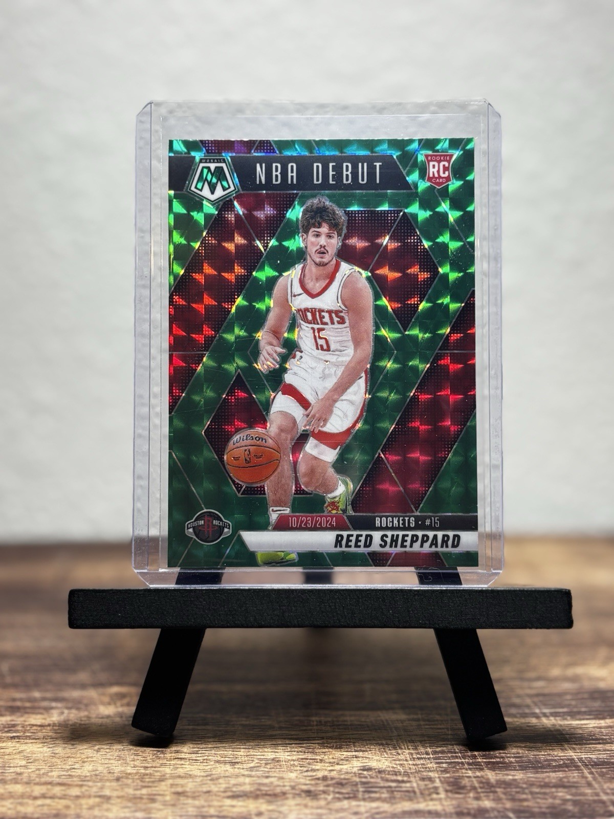 2024-25 Panini Mosaic - NBA Debut Reed Sheppard #252 Green Mosaic Prizm (RC)