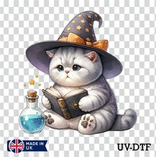 Cat Halloween UV DTF Sticker - Glass Laptop Tumbler Wall Cup bm235