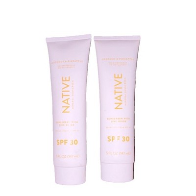 2 Native Mineral Sunscreen SPF 30 Broad Spectrum Coconut Pineapple 5 fl oz
