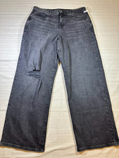 Women's High-Rise Baggy Jeans Wild Fable Black Sz 12/R 31.5 Inseam Wide Leg 664