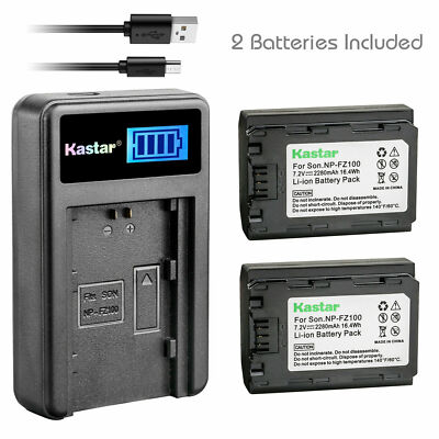 Kastar LCD USB SLIM Charger & 2 Batteries for Sony NP-FZ100