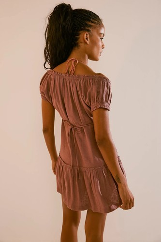 Free People Perri Linen Drop-Waist Mini M 8 Women's Casual Short Dress NWT 42034 - Picture 2 of 4