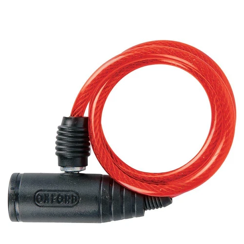 Oxford Bumper Cable Lock Red 600x6mm Motorcycle Helmet Lock (OF06)