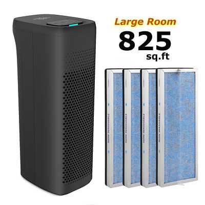 Air Purifier For Home Large Room True HEPA Washable Filter Air Cleaner+4*Filters