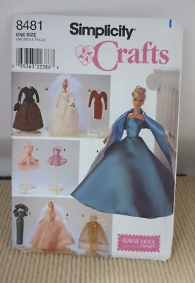 Simplicity 8481 Wedding Dress, Ball Gown, Evening Gowns for 11.5'' Dolls PATTERN