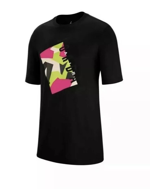 black and volt green shirt