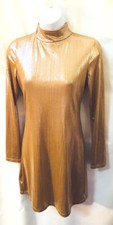 VTG MOTEL Women’s Gold stretch mock turtleneck long sleeve dress. size Med sexy