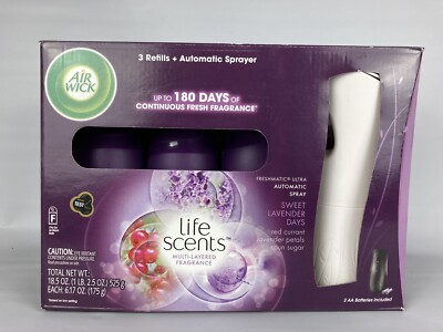 Air Wick SWEET LAVENDER DAYS Automatic Sprayer + 3 Refills NIB NOS