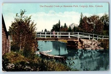 Calgary Alta Canada Postcard Peaceful Creek Bowness Park c1910 Vintage Antique