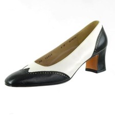 Worn 1x SALVATORE FERRAGAMO Pumps Heels Sz. 8 B Navy  White Spectator ITALY