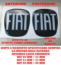 KIT STICKER 3D RESINATO STEMMA FIAT PANDA COFANO ANTERIORE + POSTERIORE CARBONIO