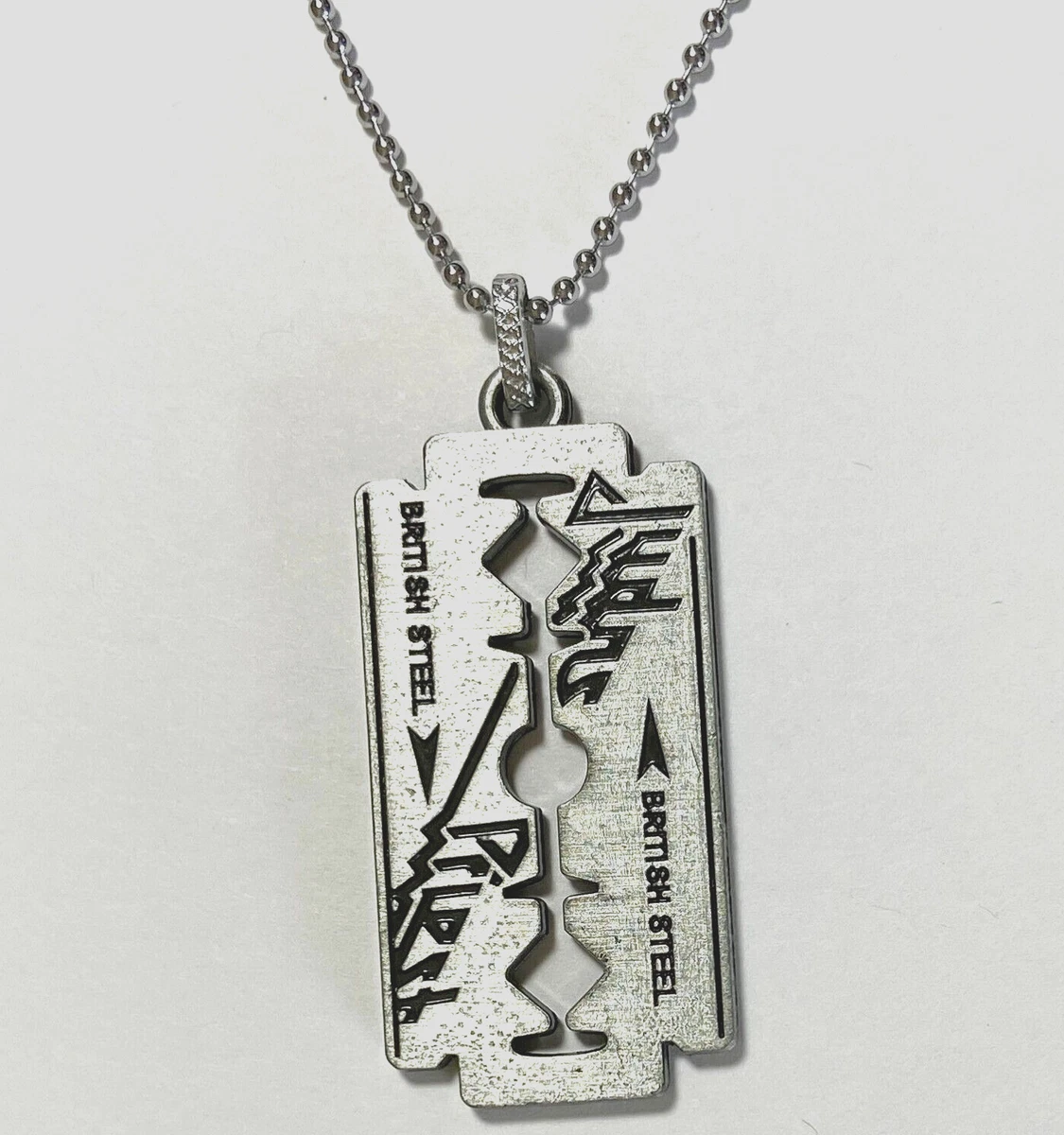 silver razor blade necklace