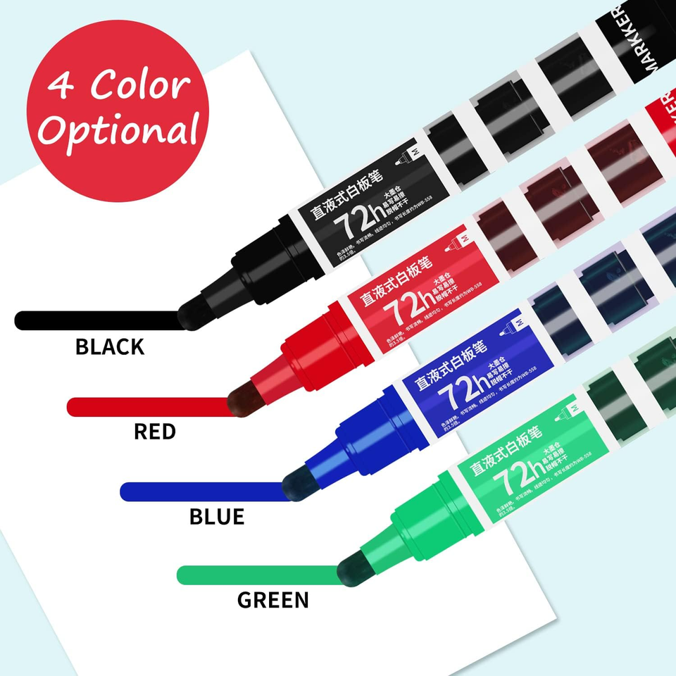 Dry Erase Markers,4 Assorted Colors Whiteboard Markers,Long Lasting Low