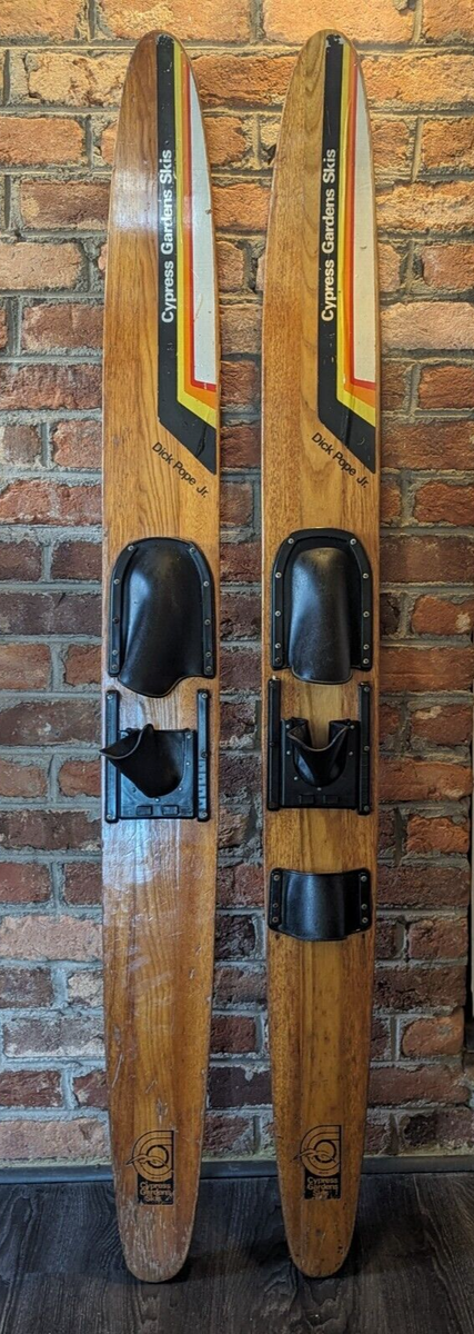 Vintage Pair of Wooden Cypress Gardens Dick Pope Jr. Water Skis 67