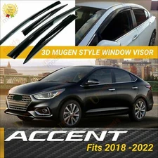 For Hyundai Accent 2018-2022 3D Mugen Window Visors Rain Guards Vent Deflectors