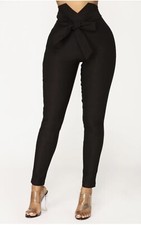 NWT Fashion Nova Black Knot Your Girl Stretch High Waist Pants With Tie Size M