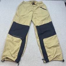 VTG Tommy Hilfiger Athletics Nylon Pants Mens Large Tan Colorblock Ankle Zip Y2K