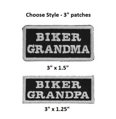 Choose BIKER GRANDPA or GRANDMA iron on patch Biker Vest Jacket Cap (C27)