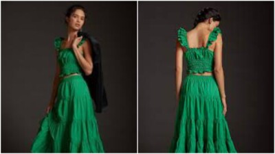 Anthropologie Women's Maeve Smocked Taffeta Tank Top Green Sz 00 NWT 98