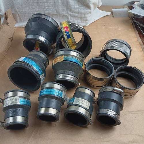 Lot of 10 Assorted Plumbing Supplies Black Rubber Coupling details below