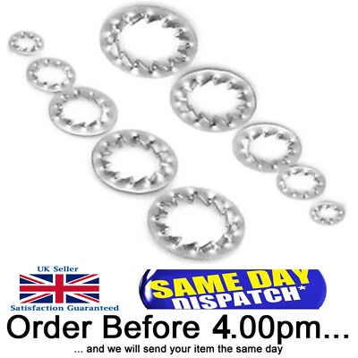 UNIVERSAL HARDWARE Internal Lock Washers A2 Stainless Steel Shakeproof Serrated Lock Washer Toothed