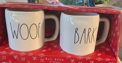 Rae Dunn Mug Set ''Woof'' and ''Bark'' Dog