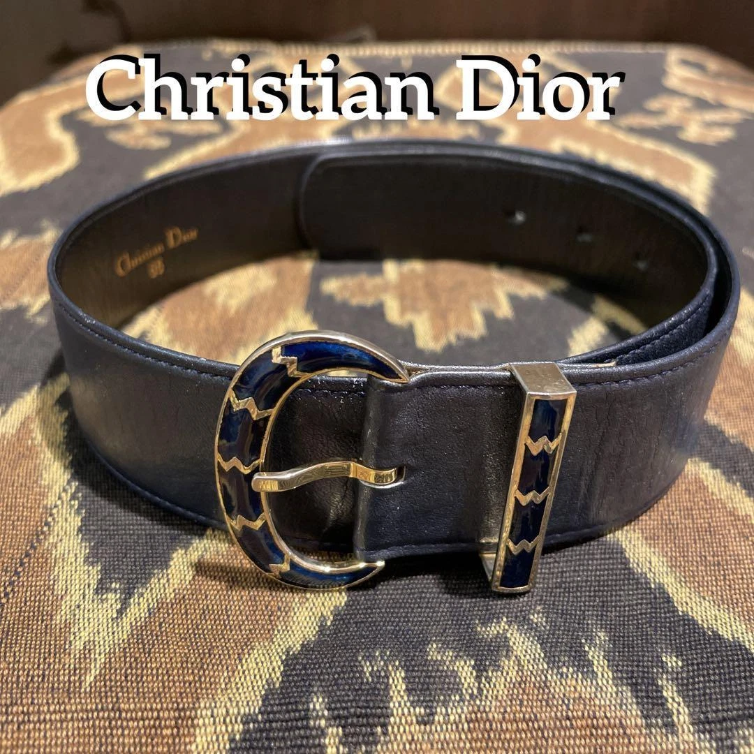 Ceinture femme Christian Dior bleu marine ouest slim accessoire de mode authentique