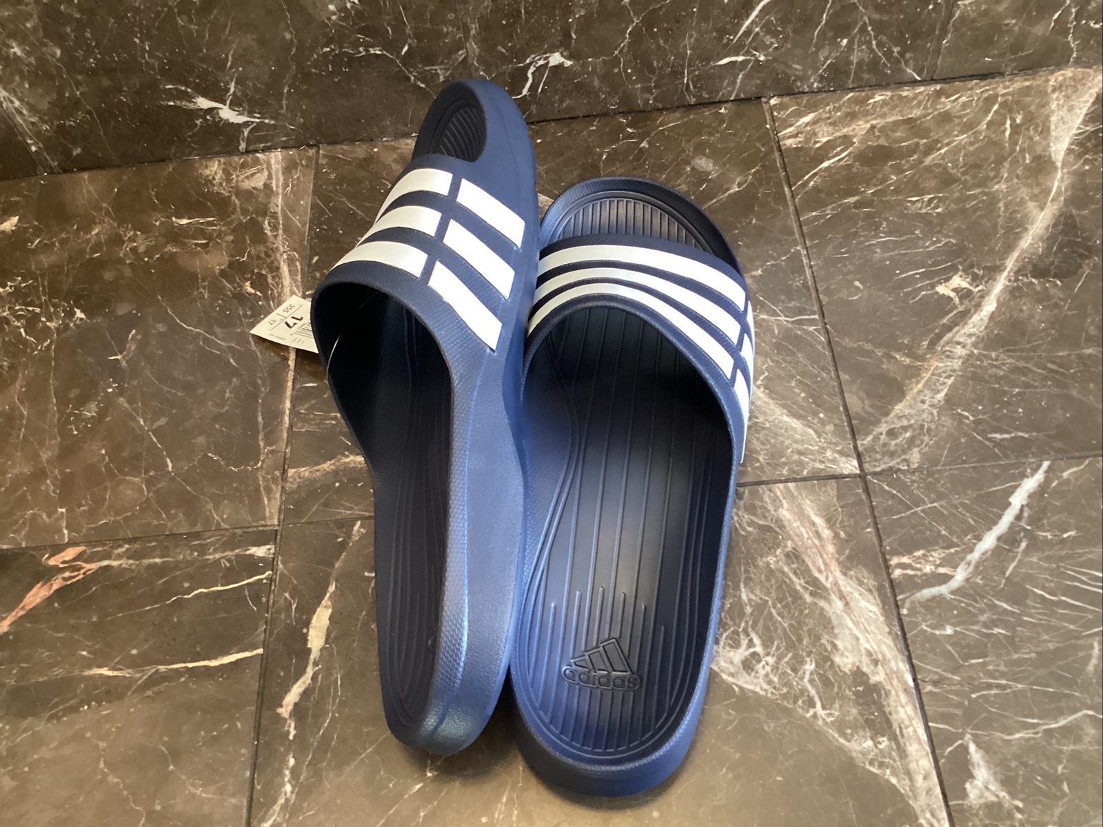 Adidas Duramo Slide G15892 slippers white navy blue - KeeShoes