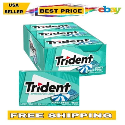 Trident Minty Sweet Twist Sugar Free Gum 12 Packs of 14 Pieces (168 Total Pcs)